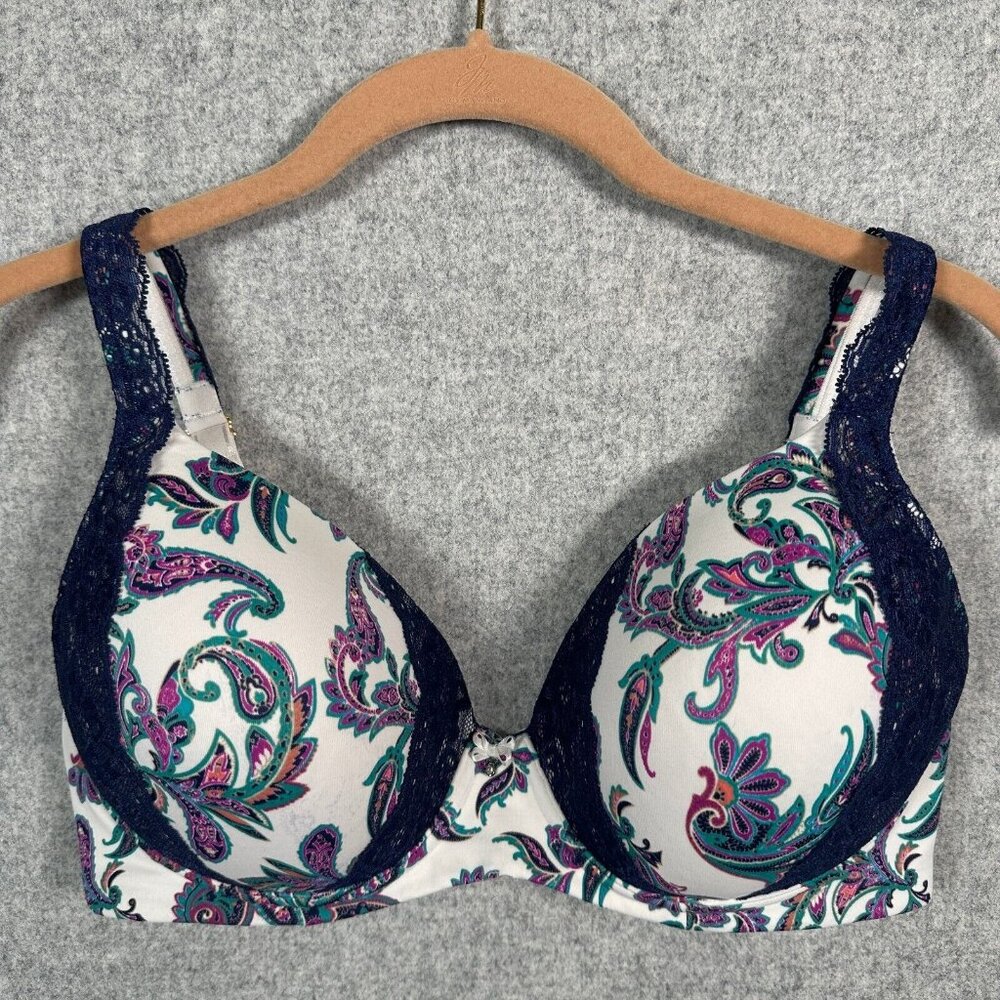 Soma 34DD Embraceable Full Coverage Lace Lift Bra‎ Floral White Underwire Adjust